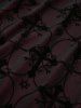 Cross Flocking Mesh Grommets Lace Up Flare Sleeves Cold Shoulder Dress -  
