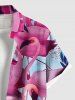 Chemise hawaïenne grande taille à imprimé flamant rose, fleur, feuille, poisson, boutonnée et poche pour homme - Rouge XL