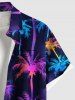 Plus Size Colorful Coconut Tree Print Hawaii Button Pocket Shirt For Men -  