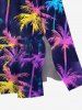 Plus Size Colorful Coconut Tree Print Hawaii Split Pocket A Line Midi Dress -  