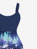 Plus Size Coconut Tree Ombre Striped Print Hawaii A Line Tank Dress -  