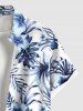 Chemise Imprimé à Feuilles et Fleurs Tropicales Grande Taille avec Poche pour Homme - Bleu clair L