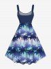 Plus Size Coconut Tree Ombre Striped Print Hawaii A Line Tank Dress -  