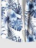 Chemise Imprimé à Feuilles et Fleurs Tropicales Grande Taille avec Poche pour Homme - Bleu clair 6XL