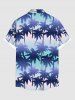 Plus Size Coconut Tree Ombre Striped Print Hawaii Button Pocket Shirt For Men -  