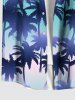 Plus Size Coconut Tree Ombre Striped Print Hawaii Button Pocket Shirt For Men -  