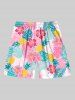 Short de Plage Hawaïen Feuille Tropicale Fleur Imprimées de Grande Taille pour Homme - Rose clair 8XL