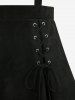 Lace Up Crisscross Strappy Buckle Grommet Solid A Line Skirt -  