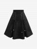 Lace Up Crisscross Strappy Buckle Grommet Solid A Line Skirt -  