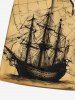Plus Size Distressed Map Sailboat Cruise Print Hawaii Drawstring Beach Shorts For Men -  