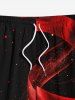 Short de Plage Ombré Etoiles Galaxie Imprimée Grande Taille à Cordon - Noir 8XL