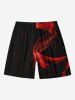 Short de Plage Ombré Etoiles Galaxie Imprimée Grande Taille à Cordon - Noir 8XL