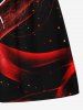 Short de Plage Ombré Etoiles Galaxie Imprimée Grande Taille à Cordon - Noir 8XL
