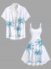 Plus Size Coconut Tree Print Hawaii Tank Dress -  