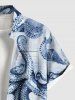 Plus Size Octopus Starfish Shell Crab Print Buttons Pocket Hawaii Shirt For Men -  