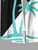 Plus Size Coconut Tree Colorblock Print Buttons Pocket Hawaii Shirt For Men -  