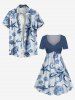 Plus Size Octopus Starfish Shell Crab Print Cinched Hawaii Dress -  