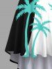 Plus Size Coconut Tree Colorblock Print High Low Hawaii Cami Dress -  