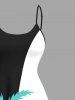 Plus Size Coconut Tree Colorblock Print High Low Hawaii Cami Dress -  