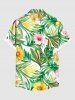 Plus Size Tropical Leaf Flower Muscle Print Hawaii Button Pocket Shirt For Men -  