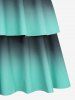 Plus Size Dip Dye Ombre Print Layered Ruffles Crisscross Strappy Tankini Swimsuit -  