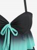 Plus Size Dip Dye Ombre Print Layered Ruffles Crisscross Strappy Tankini Swimsuit -  