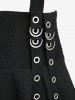 Gothic Buckle Grommet Strap Lace Trim Textured Crisscross Strappy Suspender A Line Skirt -  