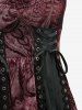 Flower Paisley Flocking Tie Dye Print Mesh Grommets Lace-up Ruchd Lace Trim Tank Dress -  
