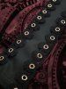 Robe débardeur à imprimé floral cachemire floqué tie-dye, œillets en maille, lacets, bordure en dentelle froncée - Rouge S