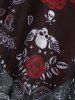 Plus Size Skull Rose Flower Paisley Print Twist Tankini Swimsuit (Adjustable Shoulder Strap) - Rouge L | US 12