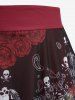 Plus Size Skull Rose Flower Paisley Print Twist Tankini Swimsuit (Adjustable Shoulder Strap) - Rouge L | US 12