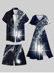 Costume Brillant Grande Taille Imprimé à la Galaxie - Noir 