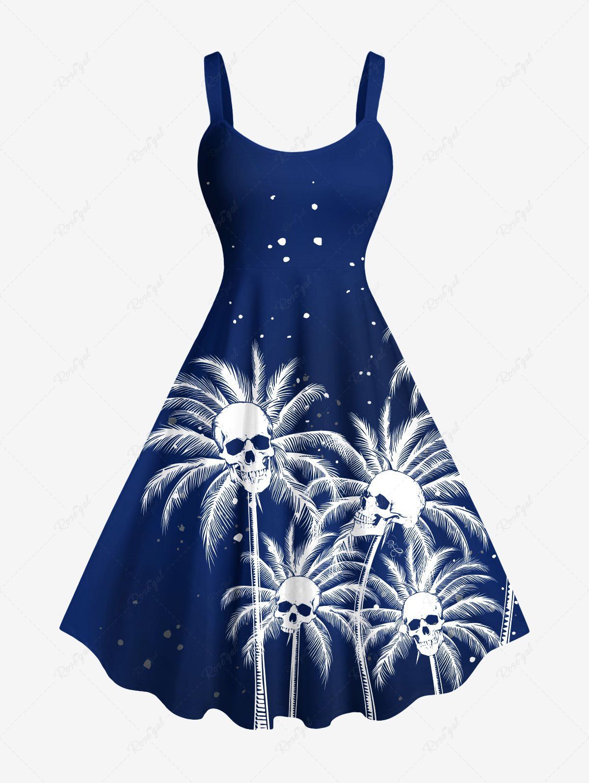 Shop Plus Size Coconut Tree Skulls Paint Splatter Print Hawaii Tank Dress  