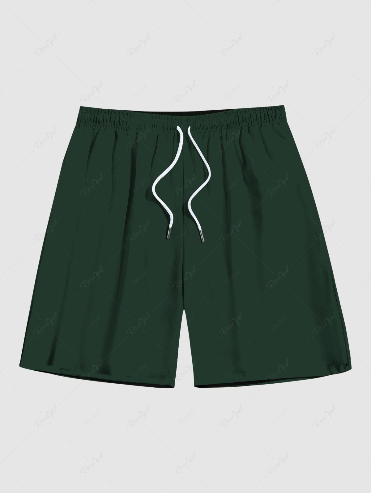 Short de Plage Hawaiien en Couleur Unie Grande Taille à Cordon pour Homme Vert 8XL