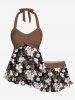 Ombre Floral Leaves Print Shirt Swimsuit Plus Size Matching Hawaii Beach Outfit For Couples -  
