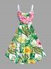 Tenue de plage hawaïenne assortie grande taille à imprimé couronne de fleurs et feuilles tropicales pour couples - Vert 
