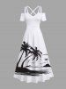 Rouleau Grande Taille Transparent Imprimé Cocotiers et Vagues Marines pour la Plage - Blanc 