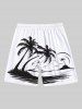 Rouleau Grande Taille Transparent Imprimé Cocotiers et Vagues Marines pour la Plage - Blanc 