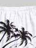 Rouleau Grande Taille Transparent Imprimé Cocotiers et Vagues Marines pour la Plage - Blanc 