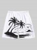 Rouleau Grande Taille Transparent Imprimé Cocotiers et Vagues Marines pour la Plage - Blanc 