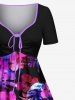 Tropical Leaf Hibiscus Flowers Print Plus Size Matching Hawaii Beach Outfit For Couples -  