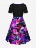 Tropical Leaf Hibiscus Flowers Print Plus Size Matching Hawaii Beach Outfit For Couples -  