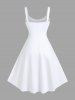 Tenue de Plage Grande Taille Imprimé Cocotiers et Paysage Marin - Blanc 