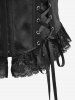 Gothic Plus Size Lace-up Flower Lace Trim Ruffles Hook and Eye Corset -  