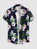 Matching Hawaii Shirt and Romper Plus Size Beach Outfit Tropical Leaf Hibiscus Print For Couples -  