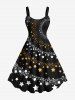 Two Tone Stars Galaxy Print Shirt and Dress Plus Size Matching Outfit For Couples -  