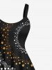 Two Tone Stars Galaxy Print Shirt and Dress Plus Size Matching Outfit For Couples -  