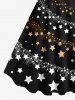 Two Tone Stars Galaxy Print Shirt and Dress Plus Size Matching Outfit For Couples -  
