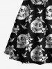 Plus Size Skulls Flowers Bird Print Lace Up Panel Tank Dress -  