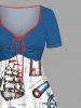 Plus Size Sailboat Anchor Rudder Cruise Print Cinched Hawaii Dress -  